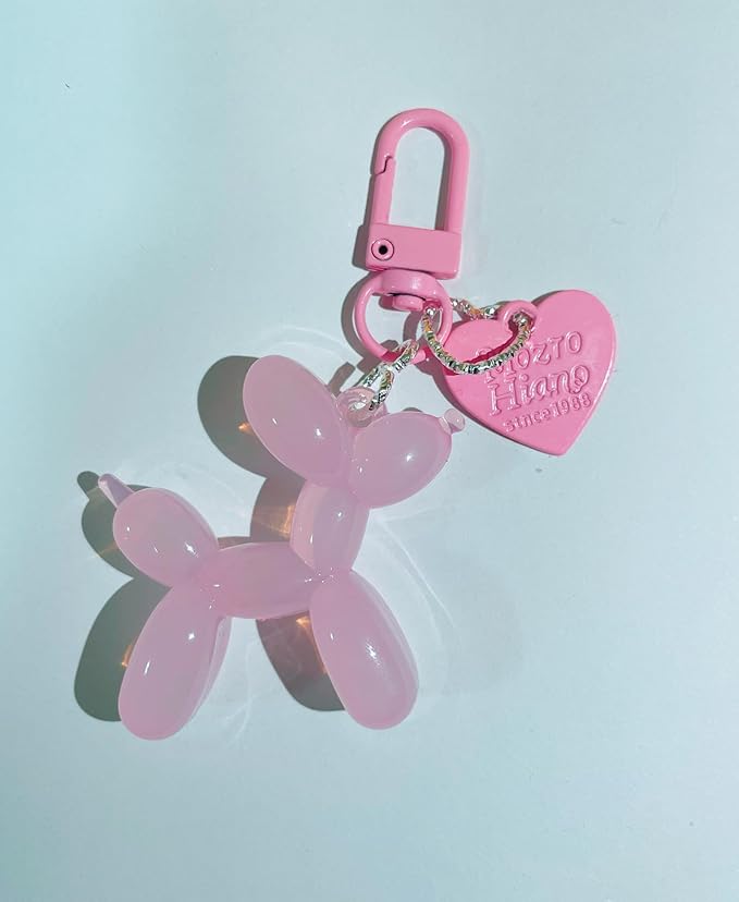 LAEKOU Jelly Balloon Dog Design Keychain for Women, Cute Girls Key Chain, Bag Charms Accessories for Car Purse Backpack