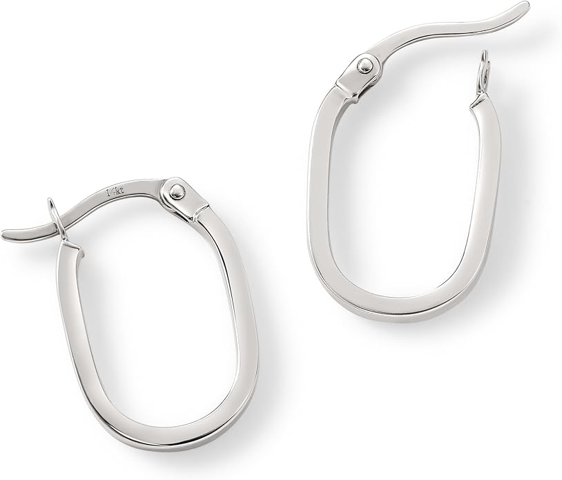 Gold Oval Tube Hoop Earrings for Women – High Polish Finish, Lightweight Hollow Design, 10K or 14K Real Gold