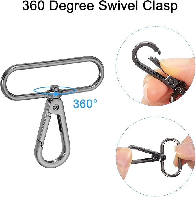uxcell 12 Pcs Swivel Clasp Hook, 1.97" Purse Snap Clasps Detachable for Bag, Grey