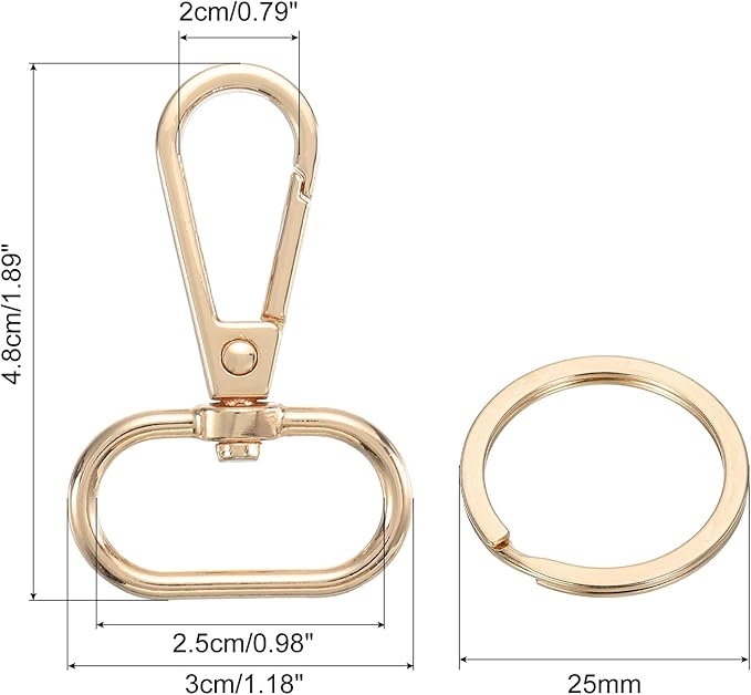 uxcell 12 Pcs Swivel Clasp Hook, 0.98" Purse Snap Clasps Detachable for Bag, Dark Gold