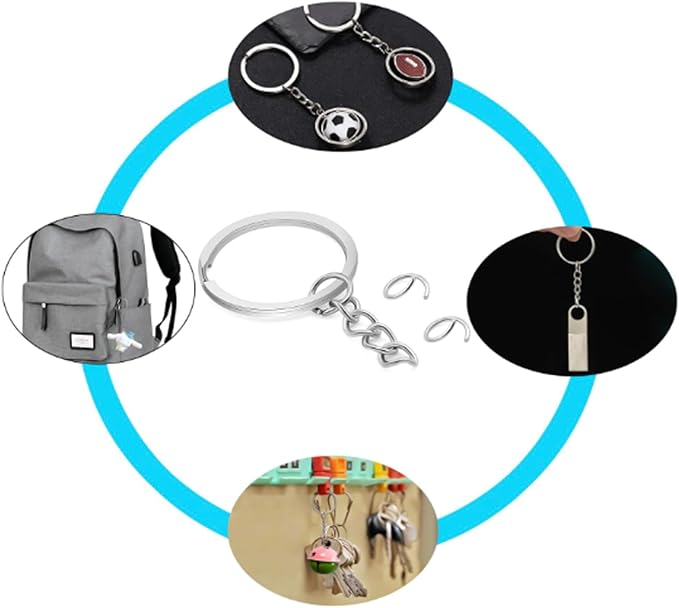100Pcs Keychain Key Ring with Chain Bulk Split Key Chain,1.1 Inch Key Chains Parts with Open Jump Ring Connector for Jewelry Making Crafts (Mixed Colors)