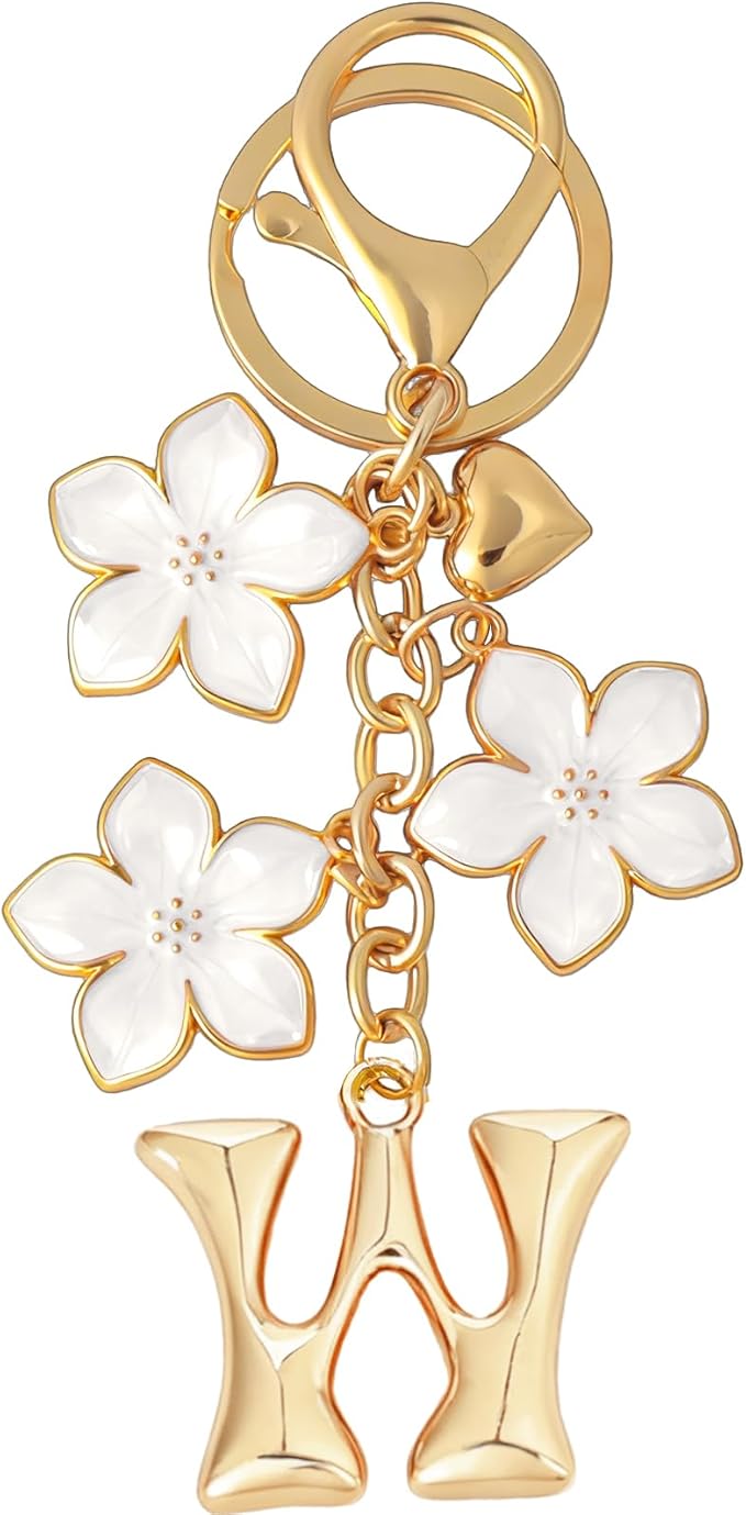 Snycler Bubble Initial Keychain Graceful Flower for bags car remote–A-Z Letter Charms for Women