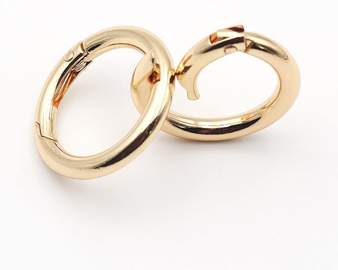 20pcs Trigger Spring O Rings Round Carabiner Clip Snap for Keyrings Buckle, Bags,Purses (Gold, 3/4 inch)