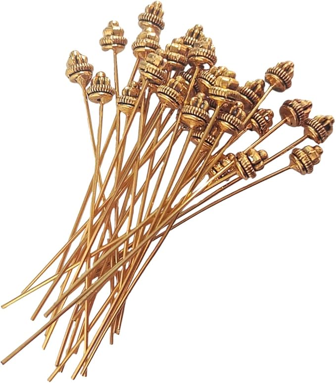 Ecloud Shop 50 Antique Tibetan Gold Tone 55mm Head Pins Needles Fashion