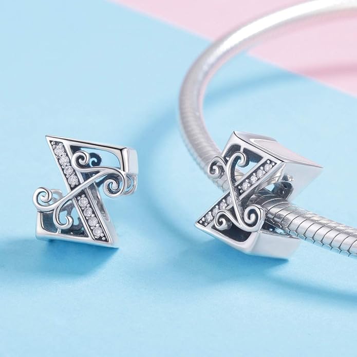 925 Sterling Silver Letter Charms for Pandora Bracelets Alphabet Initial Charms Beads Birthday Christmas Jewelry Gift for Women