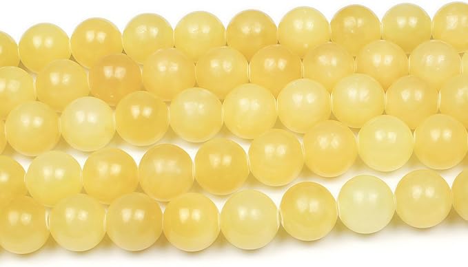 MJDCB Natural Yellow Marble Jade Round Stone Beads for Jewelry Making DIY Bracelet Necklace (8mm)