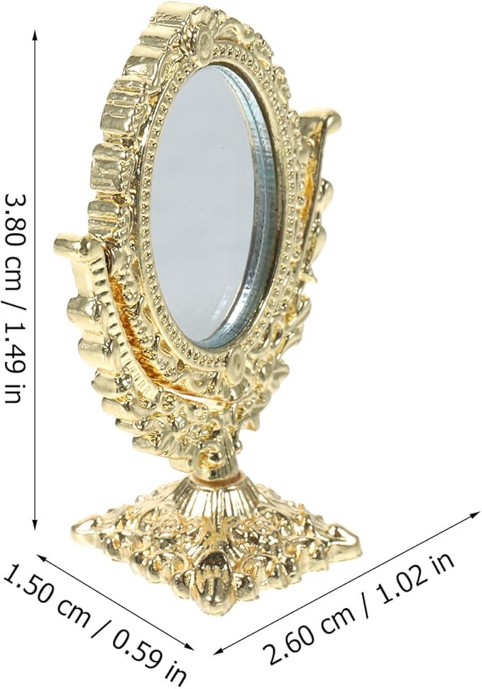LUOZZY Miniature Makeup Mirror and Comb Set 1:12 Dollhouse Accessory Vintage Mirror Model with Comb Dollhouse Bedroom Decor