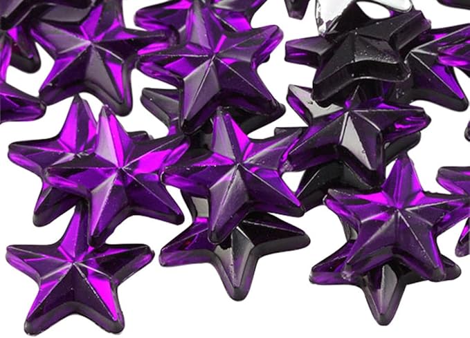 Allstarco Star Rhinestones Embelishments 15mm Flat Back Acrylic Plastic Gems for Jewelry, Crafts, Costumes, Invitations, Cosplay - 35 Pieces (Purple Amethyst .NAT02)