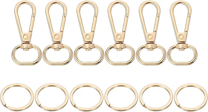 uxcell 12 Pcs Swivel Clasp Hook, 0.59" Purse Snap Clasps Detachable for Bag, Dark Gold