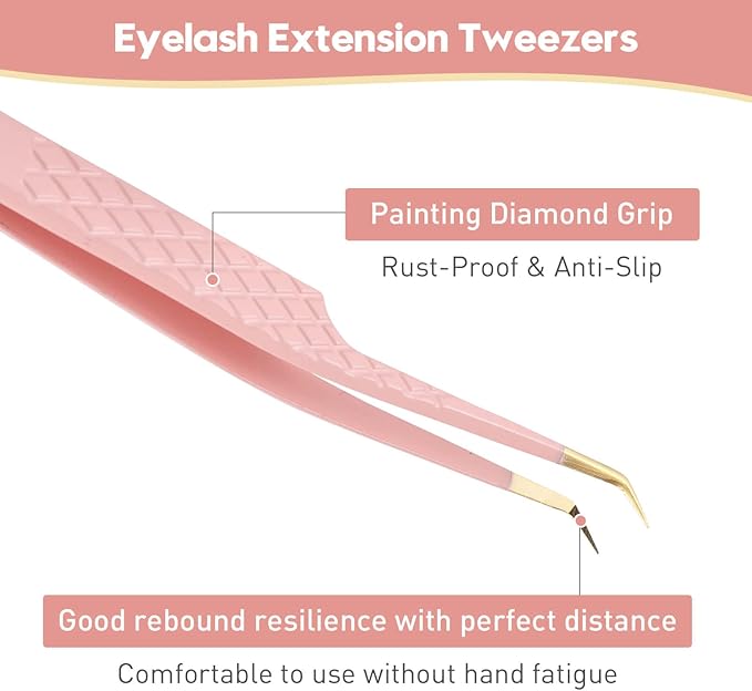 Ms.Queen Tweezers for Lash Extensions,Precision 45 Degree Lash Tweezers for Volume Classic Lashes Premade Fans