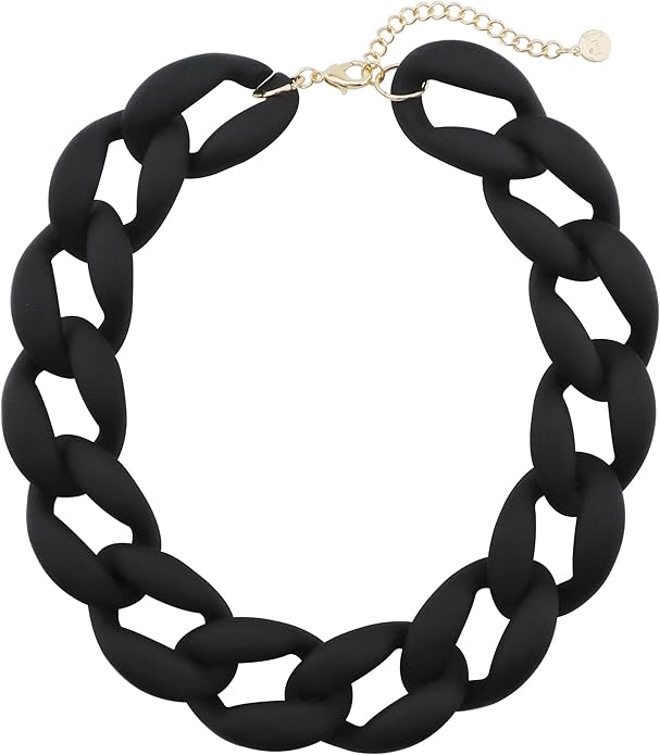 Firstmeet Chunky Acrylic Necklace Smooth Chain Link Cool Statement Choker Cuban Style Jewelry Gift for Women