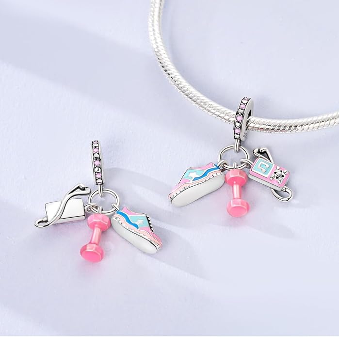 NARMO Charms for Bracelets 925 Sterling Silver Star Dangle Charms Car Keys Lipstick Dangle Charm Beads for Women Bracelets Necklace