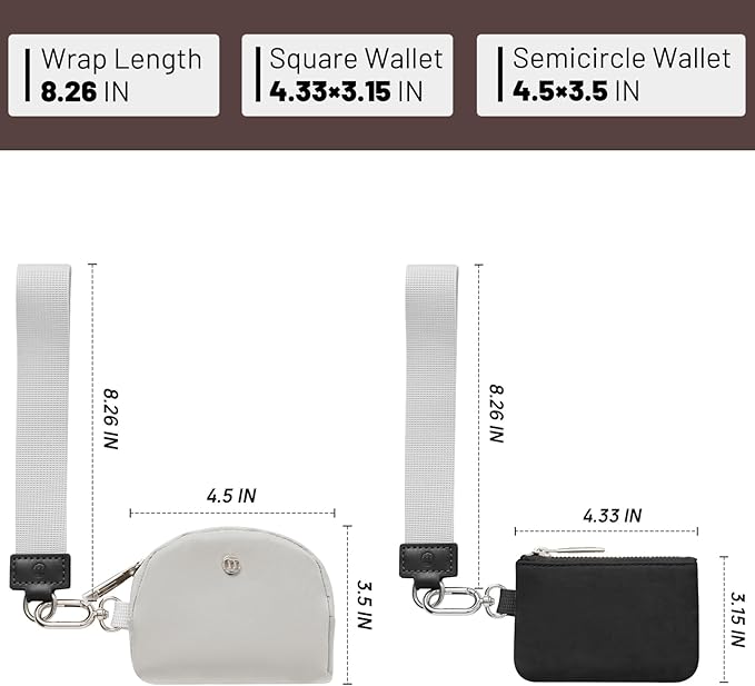 Keychain Wallet Mini Zip Around Wristlet Wallets for Women Detachable Dual Pouch Wristlet Portable Coin Purse Small Wallets