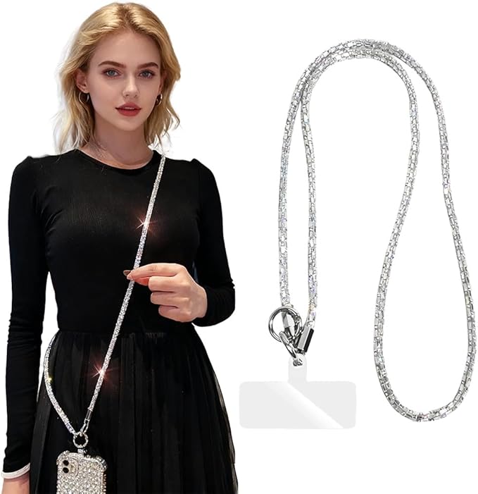 Phone Lanyard Crossbody with Hanging Loops, Clip and Go Strap for Phone with Zipper Wallet, Adjustable Elastic Phone Strap