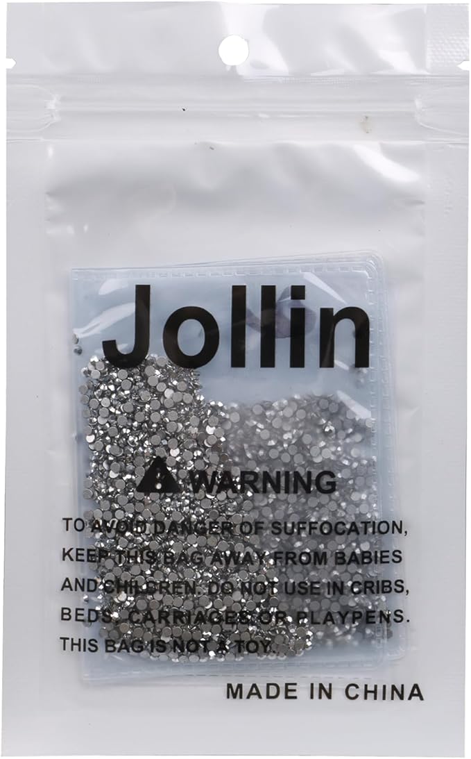 Jollin Glue Fix Crystal Flatback Rhinestones Glass Diamantes Gems for Nail Art Crafts Decorations Clothes Shoes(ss6 2880pcs, Silver)