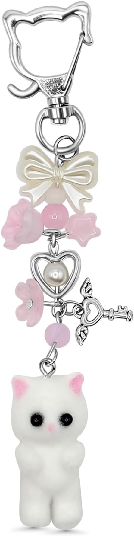 Keychain, Gifts for Animal & Anime Lovers, Y2K Heart Bow Pendant, Women Girls Kawaii Bag Charm
