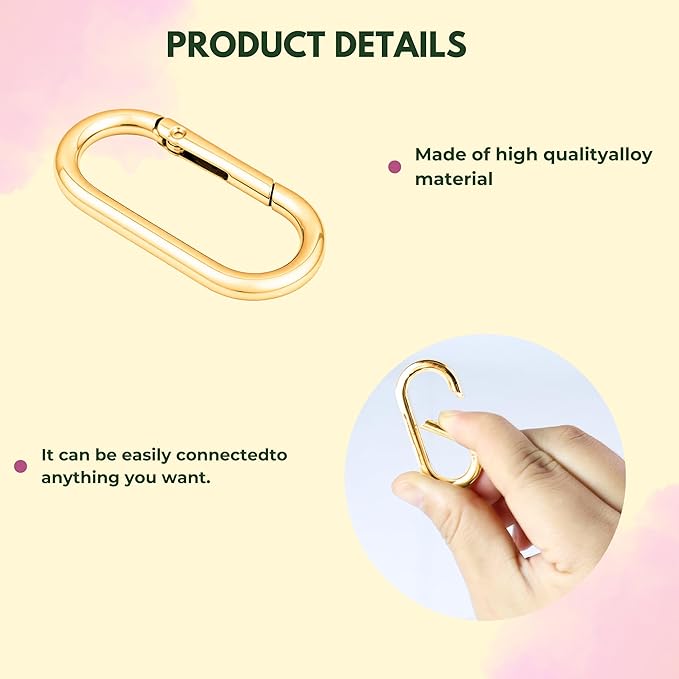 16 Pcs Carabiners Clip,Oval Shape Cute Carabiner Keychain Clip Aluminum Hook Accessories