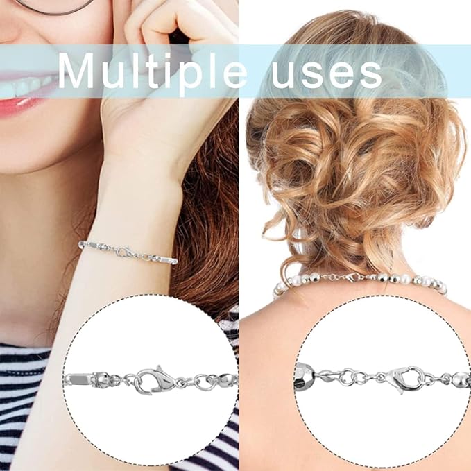 1200 Pcs Jewelry Making Accessories Set with 100 Pieces Lobster Claw Clasp 300 Pieces Bead Tips Knot Covers 400 Pieces Crimp Tube Beads and 400 Pcs Open Jump Ring Connectors for DIY Jewelry (Silver)