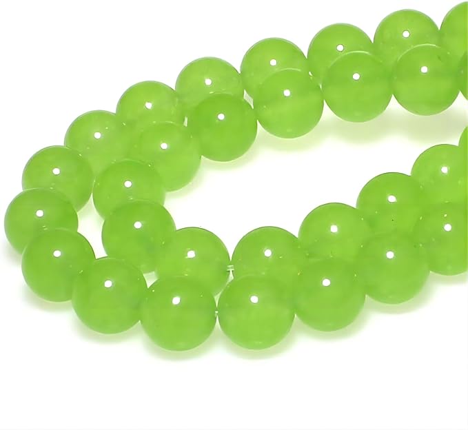 MJDCB Stone Beads 6mm 60pcs Round Fruit Green Jade Loose Gemstone Bead Charms for Jewelry Making Bracelet Necklace Earring Pendant