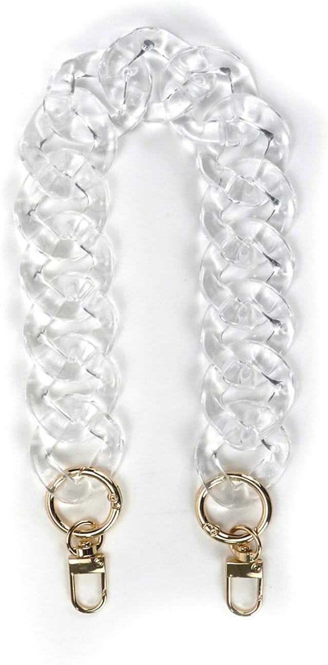 Crapyt Transparent Acrylic Bag Chain Round 1 Pack Decorative Chain DIY 40cm/15.75" Replacement Ornament for Handbag/Bag/Purse Strap