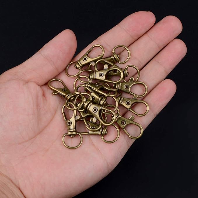 100PCS Keychain Hooks with Key Rings,.Metal Swivel Lobster Claw Clasps, for Keychain Clip Lanyard, Jewelry Making, Crafts (Green Bronze)