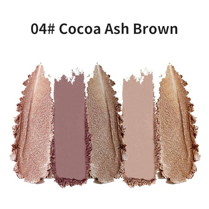 Neutral Eyeshadow Palette 5 Colors, Nude Brown Matte & Subtle Shimmer Shades, Highly Pigmented Blendable Long-Lasting Powder, Smooth No-Fallout Daily Eye Makeup Palette for Work and Natural Looks-C04