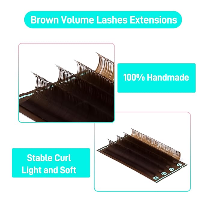 VAVALASH Colored Lash Extensions Dark Brown Eyelash Extensions 0.03 0.05 0.07 0.1 0.15 Volume Lash Extension 8-15mm Mixed Lashes C D Curl Premium color Lashes Extension(Dark Brown-0.05-CC-8-15mm)