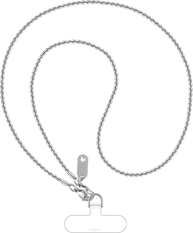 UKON Crossbody Phone Chain Lanyard - Fashion Anti-Theft Phone Strap with 2xTPU Tether Tab for Women Shopping Traveling Party（LightSilver）
