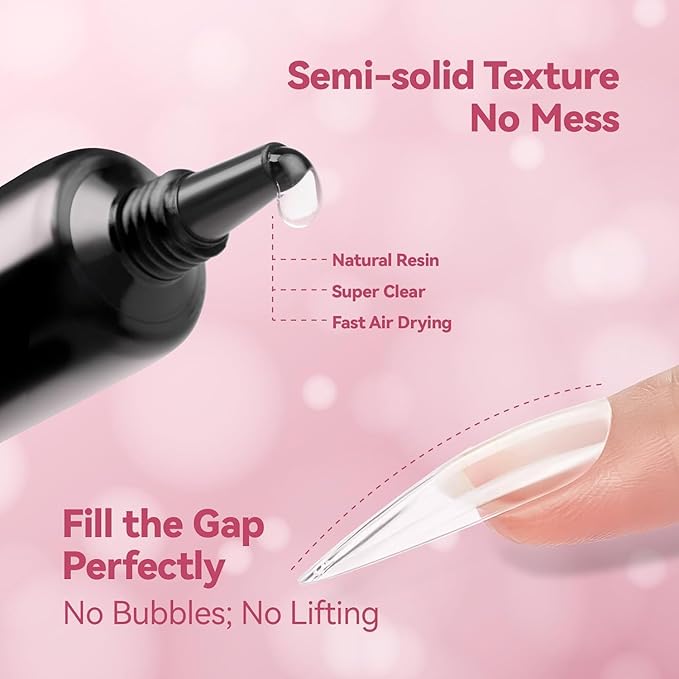 Makartt Hema-Free Semi Solid Nail Glue for Press On Nails, No Lamp Needed Soft Acrylic Gel Nail Tips Fake Nails, Easy to Control Nail Glue Gels for Nail Art DIY Home Manicure 10ml (10ml*2)