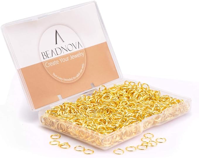 BEADNOVA 8mm Open Jump Rings Gold Jump Rings for Jewelry Making and Keychains (900Pcs)