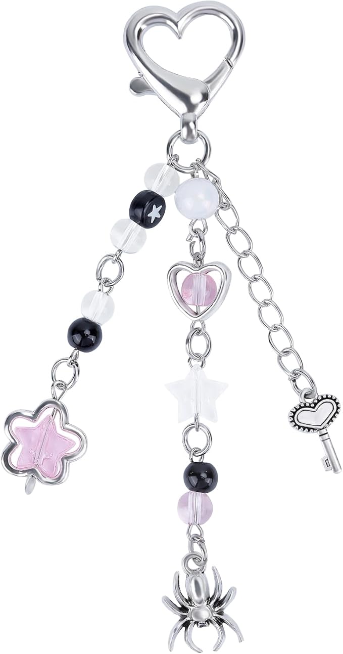 Y2K Keychain Set Heart Butterfly Pearl Flower Bag Charms,Cute Aesthetic Accessories for Women Gifts Keys Bags Purse