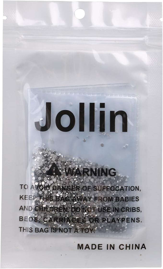 Jollin Glue Fix Crystal Flatback Rhinestones Glass Diamantes Gems for Nail Art Crafts Decorations Clothes Shoes(ss5 2880pcs, Silver)