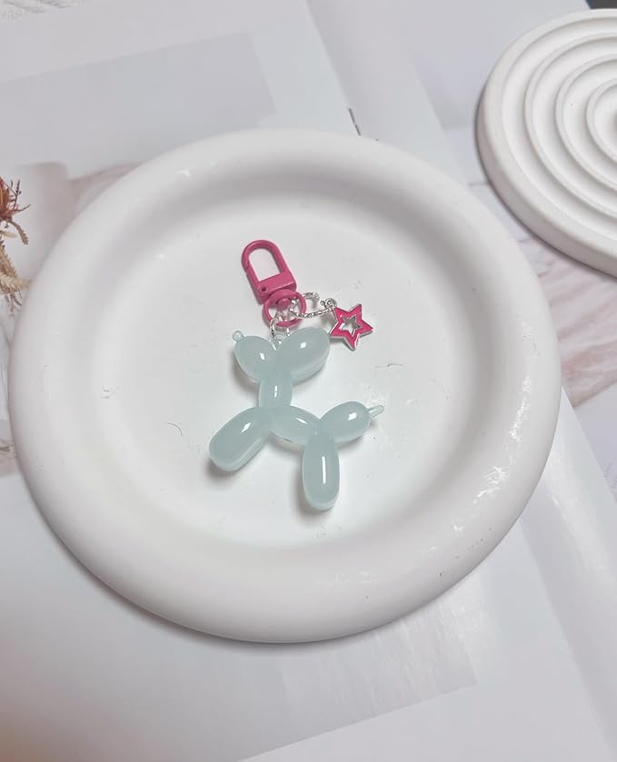 LAEKOU Star Balloon Dog Keychain for Women, Cute Y2K Key Chain Accessories, Aesthetic Charms for Bag Backpack