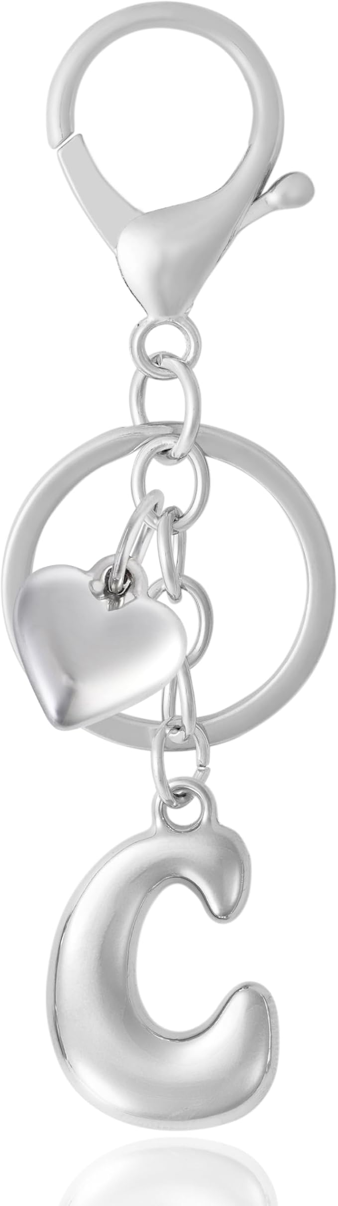 Heart Bubble Letter Keychain for Women, Girls - Cute Keychain with Initial - Alphabet Keychain for Bag Charm, Handbag