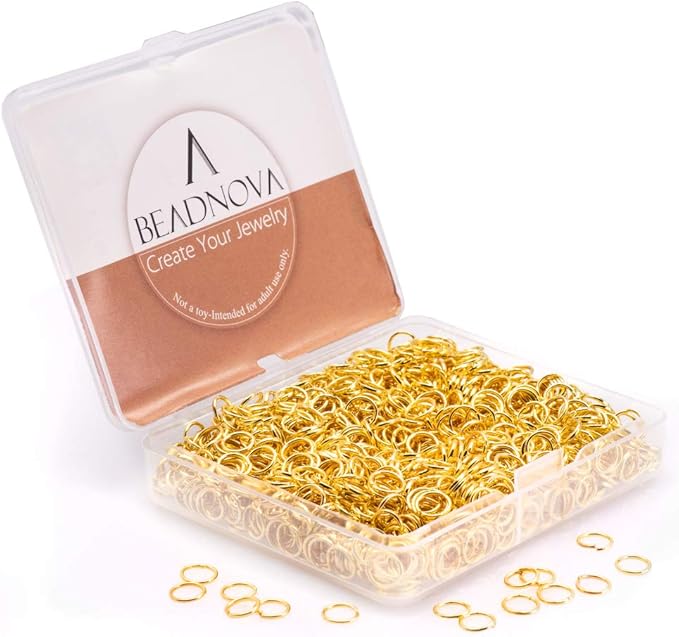 BEADNOVA 6mm Jump Rings Gold Jump Rings for Keychains Jewelry Making Findings for Necklace Repair (1200Pcs)