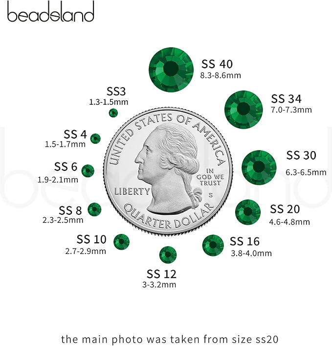 Beadsland Hotfix Rhinestones, 1440pcs Flatback Crystal Rhinestones for Crafts Clothes DIY Decorations, Emerald, SS20, 4.6-4.8mm