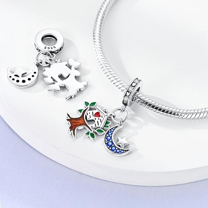 NARMO Charms for Bracelets 925 Sterling Silver Star Dangle Charms Car Keys Lipstick Dangle Charm Beads for Women Bracelets Necklace