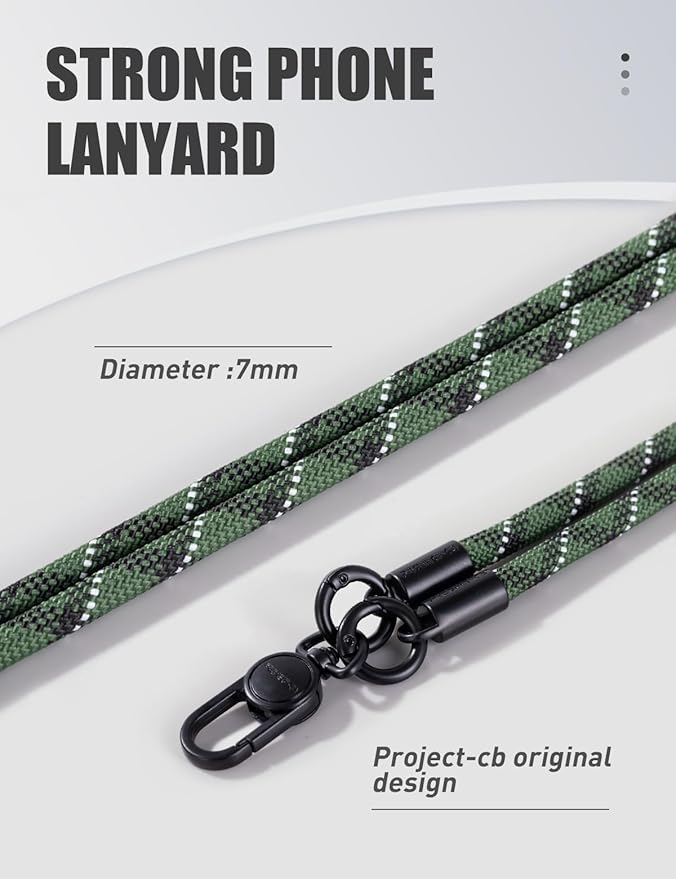 project-cb Phone Lanyard×1,Phone Tether Tab×2, Crossbody Cell Phone Lanyard,Rope Lanyard,Universal Adjustable Phone Strap(Green)