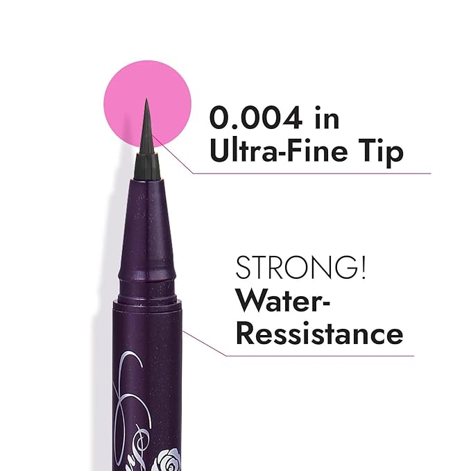 Heroine Make by KISSME Liquid Eyeliner Pen with Ultra-Fine 0.1mm Tip, Waterproof Eyeliner for Sensitive Skin, Cat Eye Liner for Long Lasting Wear, Made in Japan, SMOOTH Brown Black, 1 Count