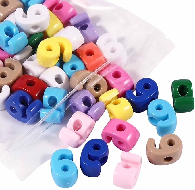 40 PCS Number Beads 3D Focal Bead Acrylic Loose for Jewelry Making Bracelet Necklaces Keychain Phone Bag Chain Key Chains (Mixed Color 9)