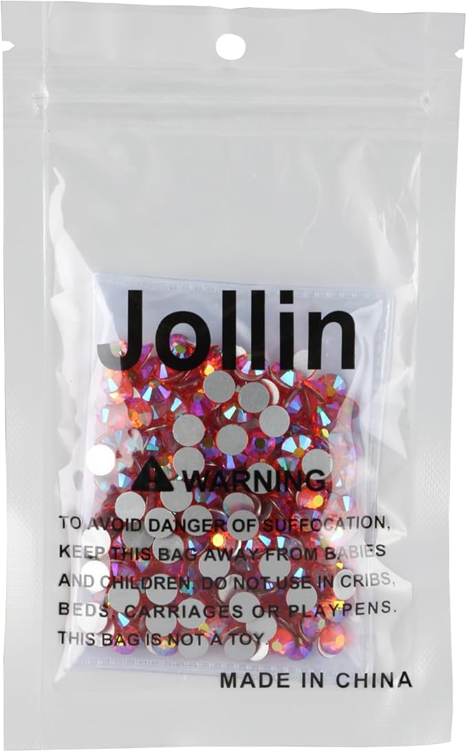 Jollin Glue Fix Crystal Flatback Rhinestones Glass Diamantes Gems for Nail Art Crafts Decorations Clothes Shoes(ss30 288pcs, Red AB)