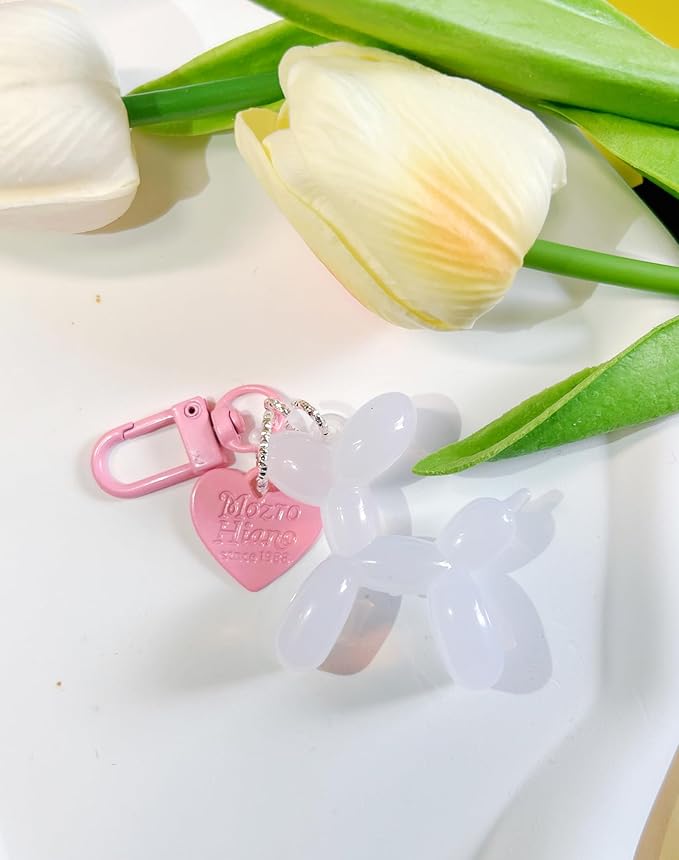 LAEKOU Jelly Balloon Dog Design Keychain for Women, Cute Girls Key Chain, Bag Charms Accessories for Car Purse Backpack
