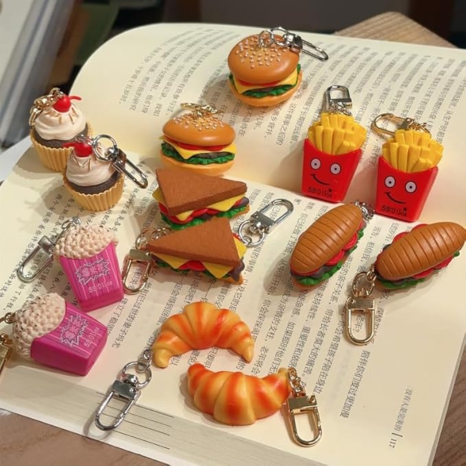 HSYHERE Men Women Creative Interesting Novelty Stylish Mini Simulated Food Orange Shrimp Keychain Key-ring Pendant