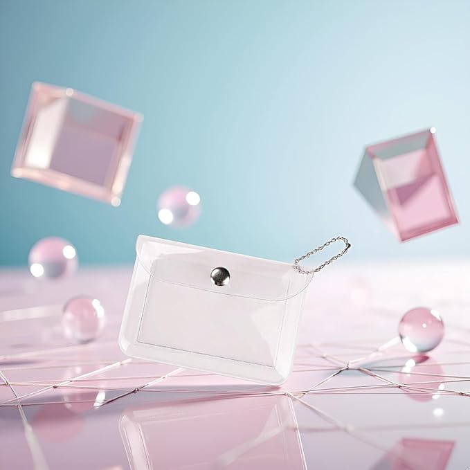 3 Pcs Clear Womens Card Holder Wallet Small Coin Purse Keychain Mini Change Pouch Credit Card Case Coin Purses and Pouches, Plastic PVC Coin Wallet