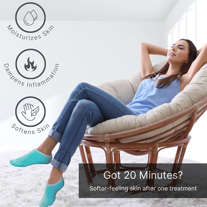 5-Toe Gel Lined Foot Moisturizing Socks by NatraCure – Aloe & Shea Infused Fuzzy Hydrating Socks - Soft Feet Moisturizer Spa & Pedicure Socks for Dry Cracked Heels, Calluses - Size: XX-Small