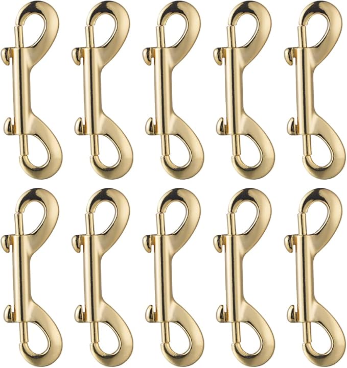 Lucky Goddness Swivel Snap Hooks, 10pcs Metal Heavy Duty Square Eye Clasp Buckle Trigger Clip Multipurpose- Best for Spring Pet Buckle (Bolt Snap Hooks - Gold)