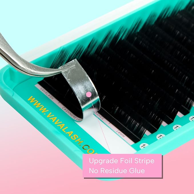 VAVALASH Cashmere Eyelash Extensions 0.03/0.05/0.07/0.15 Premium Lashes B L J Curl Volume Lash Extensions, Soft Super Matte Black Professional Lashes Extension Tray Supplies (0.07-L-8-15MM)