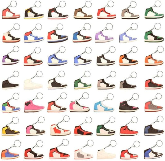 100 Sneaker Key Chains - Retro Shoe & Rubber Mini Shoes - Personalized & Bulk