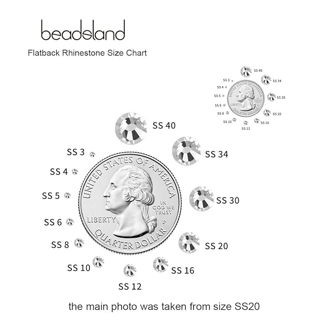beadsland 1440pcs Flat Back Crystal Rhinestones Round Gems for Nail Art and Craft Glue Fix, CrystalAB, SS10, 2.7-2.9mm