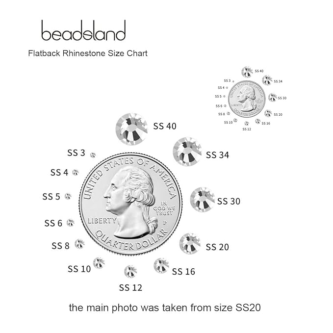 Beadsland Flat Back Crystal Rhinestones Round Gems for Nail Art and Craft Glue Fix, Crystal (3.8-4.0mm) SS16/1440pcs